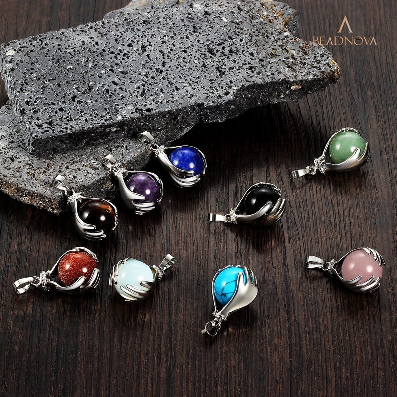BEADNOVA Healing Natural Brown Tiger Eye Gemstone Necklace Crystal Ball Pendant Necklace with Stainless Steel Chain 18 Inches - Image 5